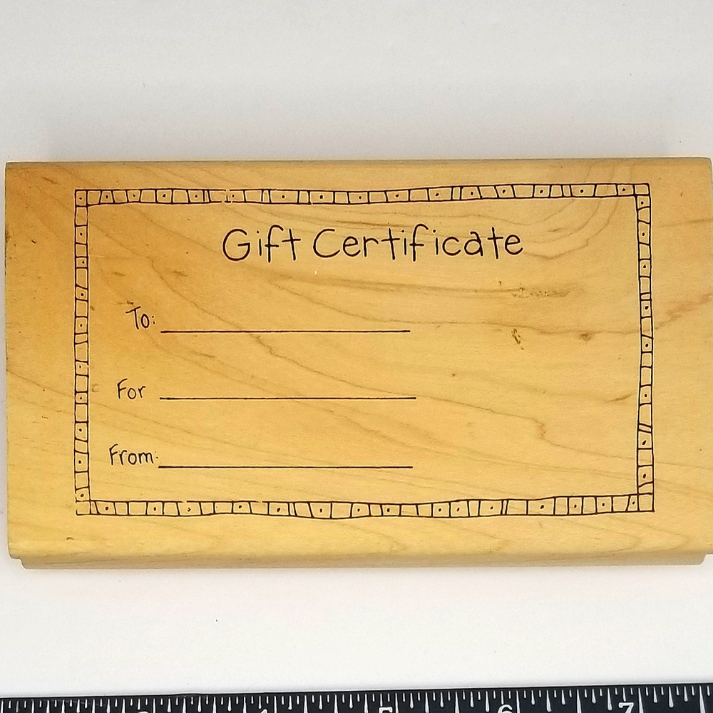 Inky Antics by Tammy DeYoung "Gift Certificate" Wooden Rubber Stamp